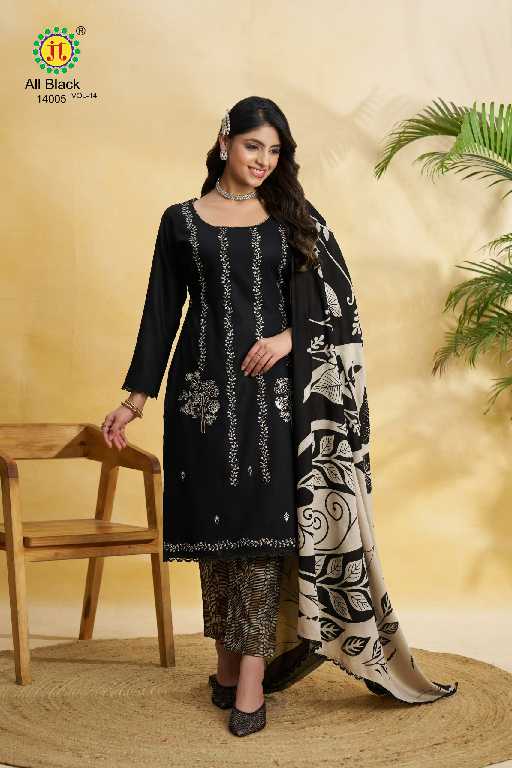 JT All Black Vol-14 Wholesale Premium Work Cotton Dress Material