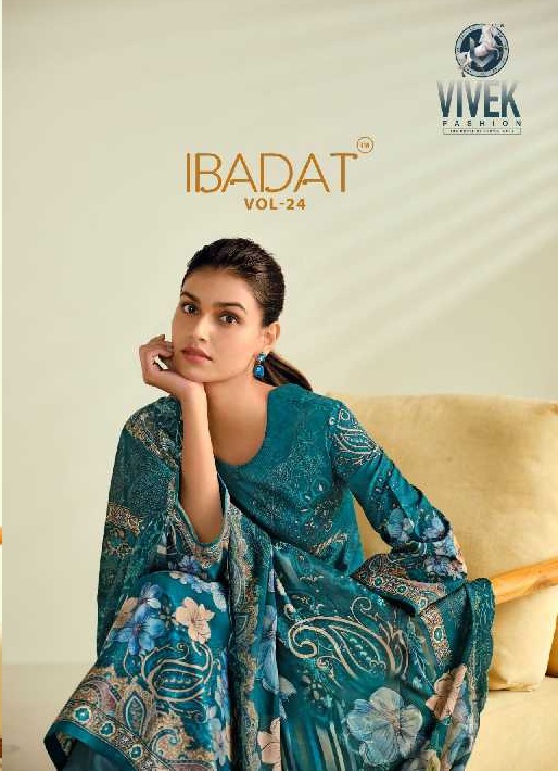 Vivek Ibadat Vol-24 Wholesale Heavy Cotton Lawn With Emb Work Straight Suits