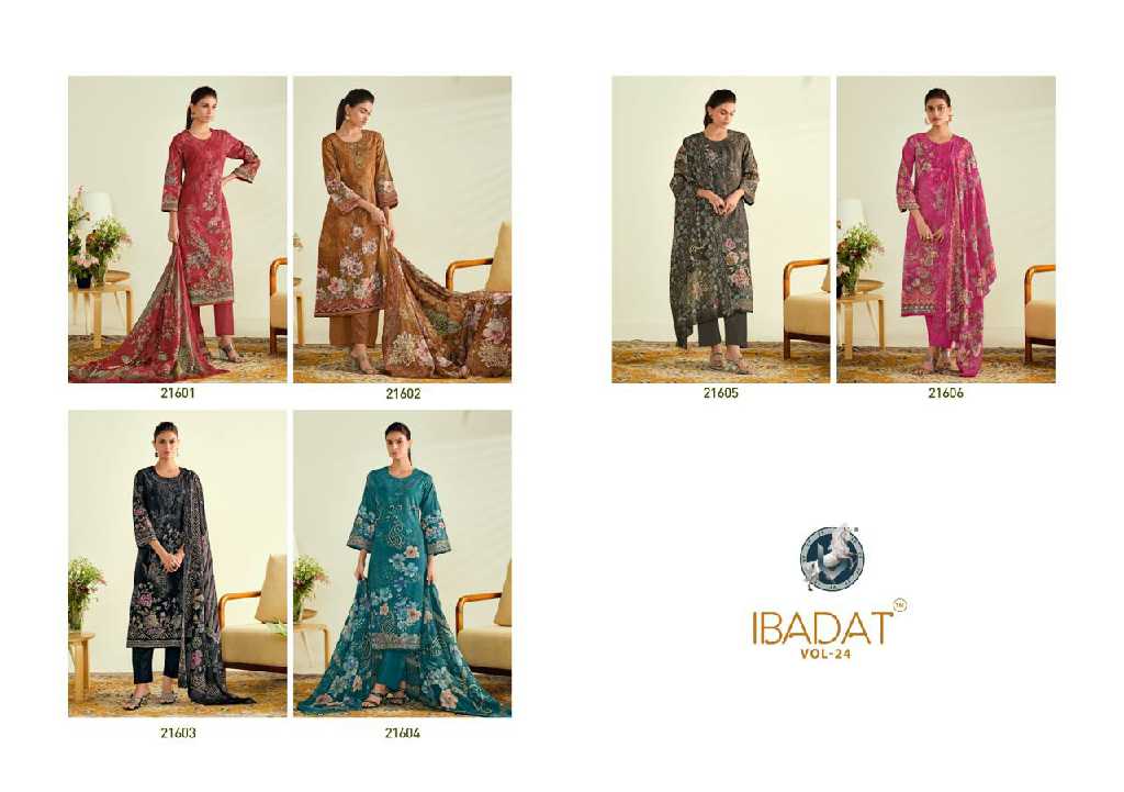 Vivek Ibadat Vol-24 Wholesale Heavy Cotton Lawn With Emb Work Straight Suits