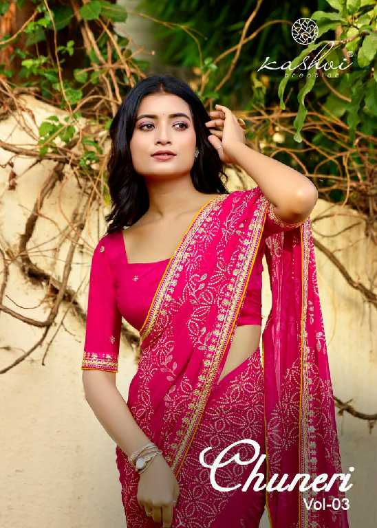 chuneri vol 3 by kashvi creation mono georgette fancy printed sarees