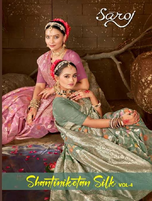 Saroj Shantiniketan Silk Vol-4 Wholesale Soft Linen Silk With Rich Pallu Sarees
