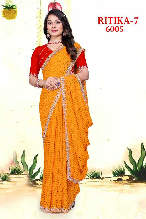 Mahamani Ritika Vol-7 Wholesale Georgette Heavy Work Border Sarees