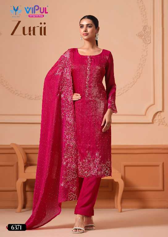 Vipul Zurii Wholesale Martini Gold With Embroidery Work Straight Suits