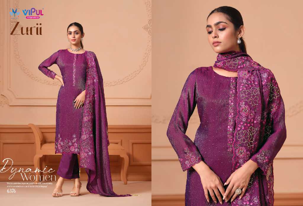 Vipul Zurii Wholesale Martini Gold With Embroidery Work Straight Suits