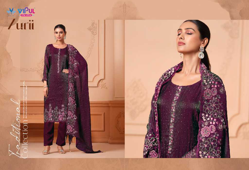 Vipul Zurii Wholesale Martini Gold With Embroidery Work Straight Suits