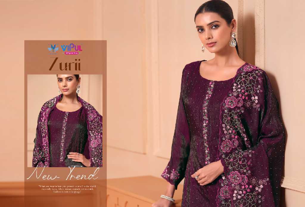 Vipul Zurii Wholesale Martini Gold With Embroidery Work Straight Suits