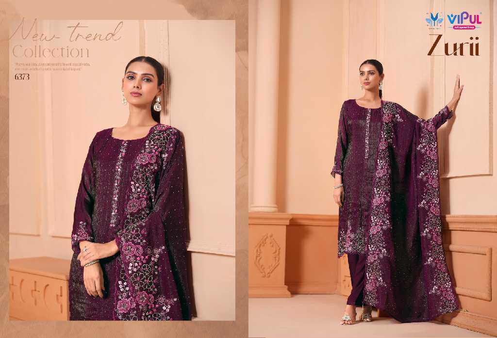 Vipul Zurii Wholesale Martini Gold With Embroidery Work Straight Suits