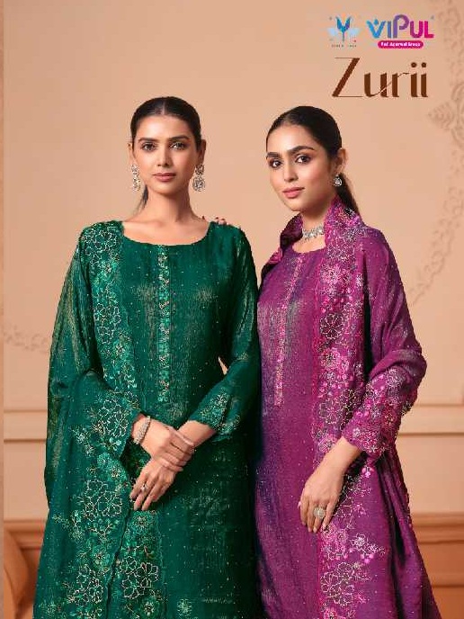 Vipul Zurii Wholesale Martini Gold With Embroidery Work Straight Suits