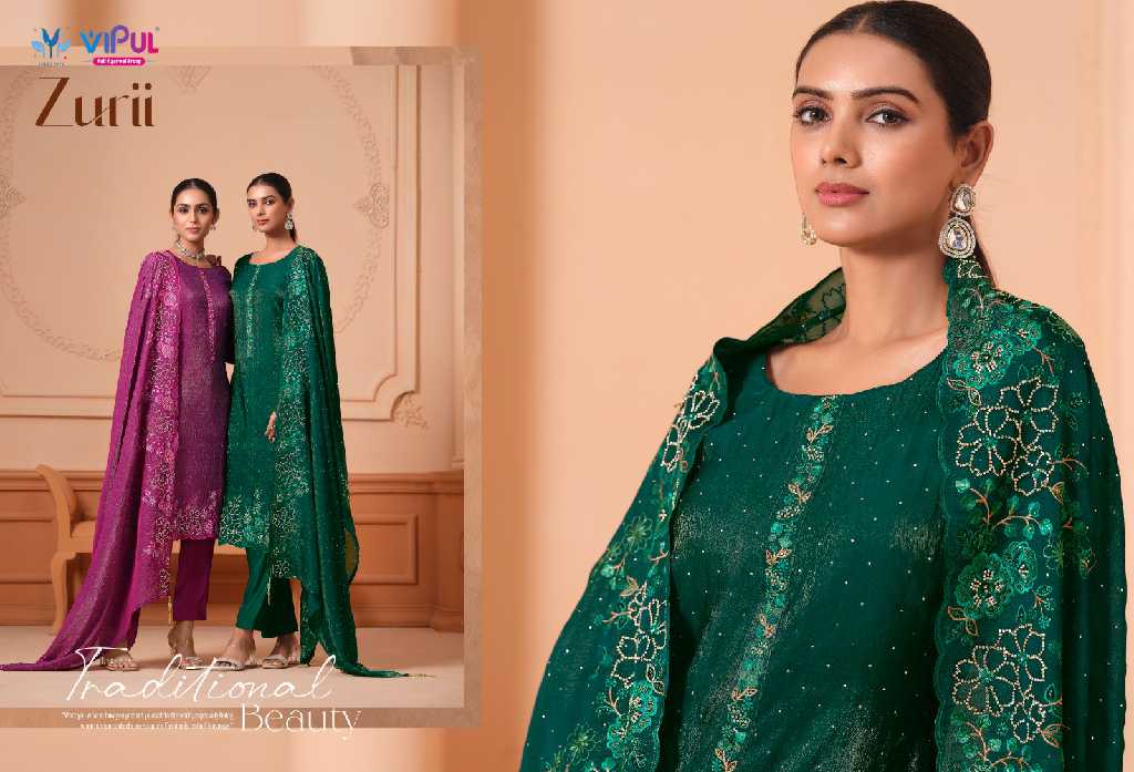 Vipul Zurii Wholesale Martini Gold With Embroidery Work Straight Suits