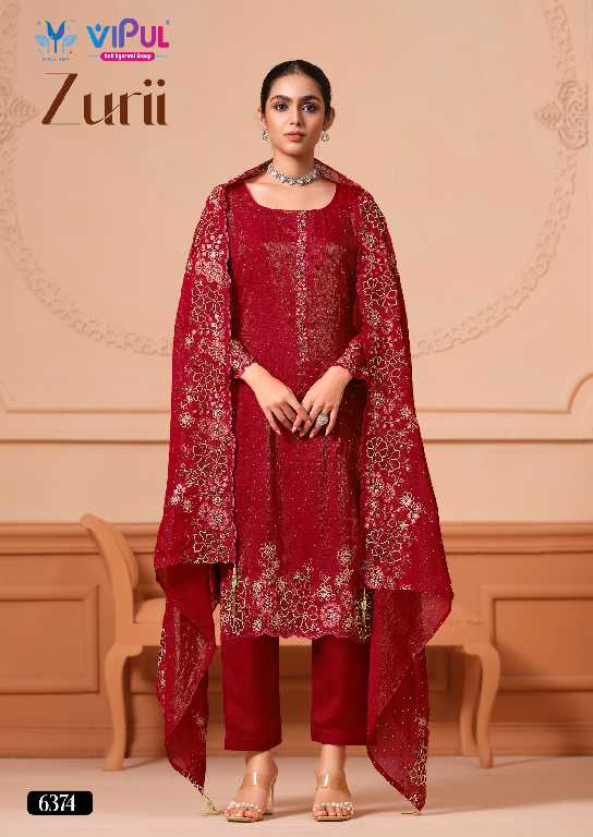 Vipul Zurii Wholesale Martini Gold With Embroidery Work Straight Suits