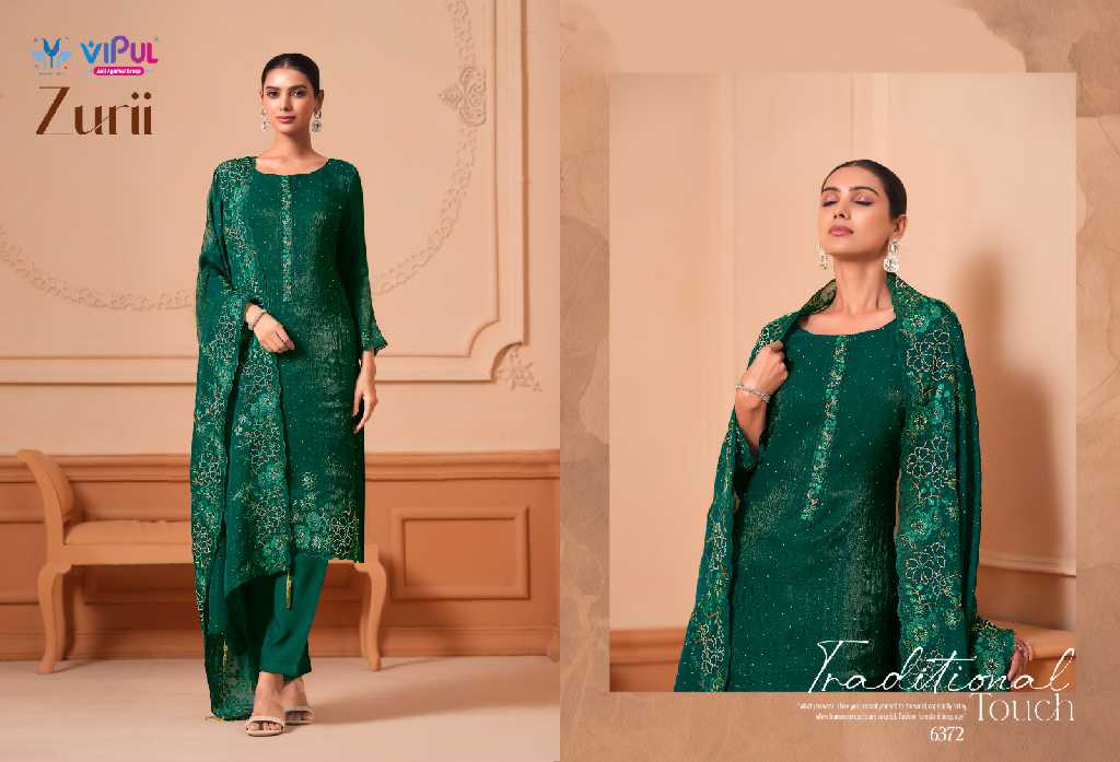 Vipul Zurii Wholesale Martini Gold With Embroidery Work Straight Suits