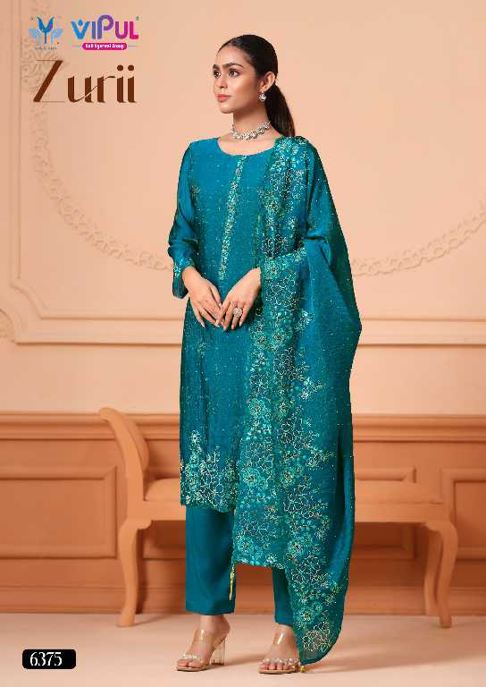 Vipul Zurii Wholesale Martini Gold With Embroidery Work Straight Suits