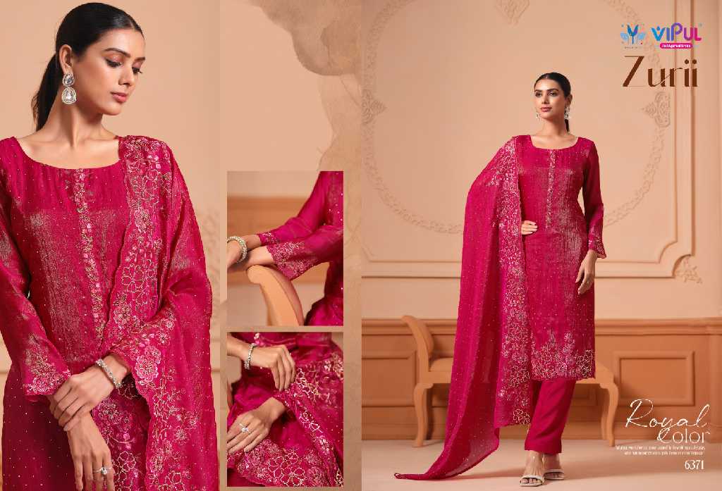 Vipul Zurii Wholesale Martini Gold With Embroidery Work Straight Suits