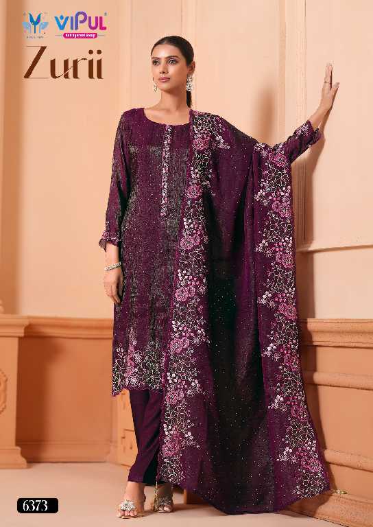 Vipul Zurii Wholesale Martini Gold With Embroidery Work Straight Suits