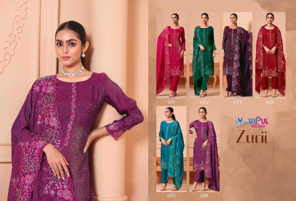 Vipul Zurii Wholesale Martini Gold With Embroidery Work Straight Suits