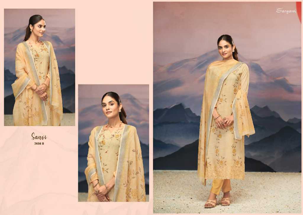 Sargam Sanvi Wholesale Pure Linen With Embroidery Work Dress Material