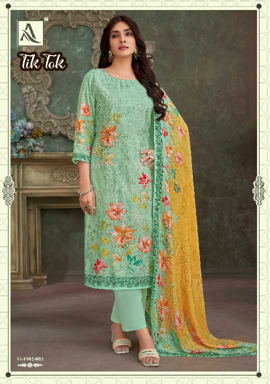 Alok Tik Tok Wholesale Viscose Muslin With Work Dress Material