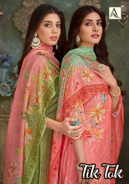 Alok Tik Tok Wholesale Viscose Muslin With Work Dress Material