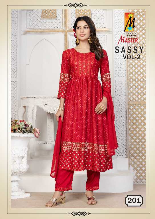 Master Sassy Vol-2 Wholesale Rayon Choli Work Kurti With Pant And Dupatta