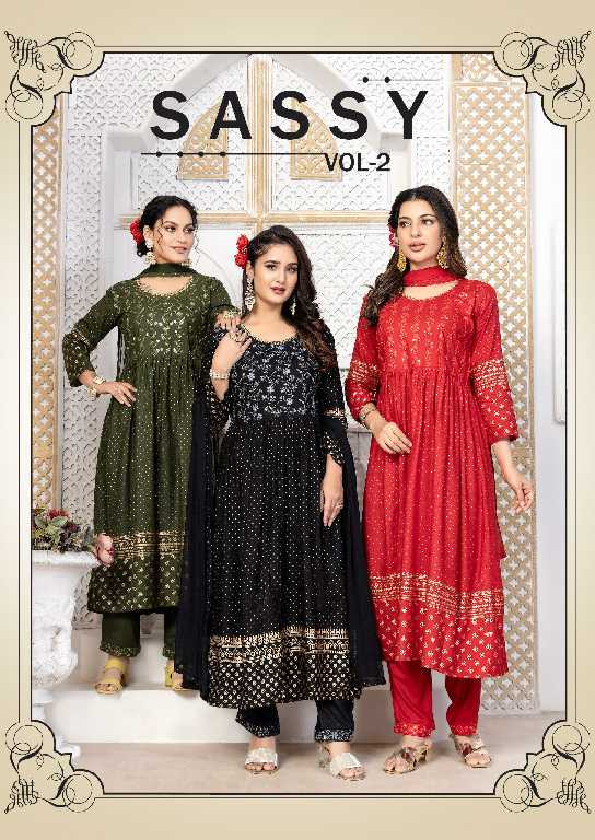 Master Sassy Vol-2 Wholesale Rayon Choli Work Kurti With Pant And Dupatta