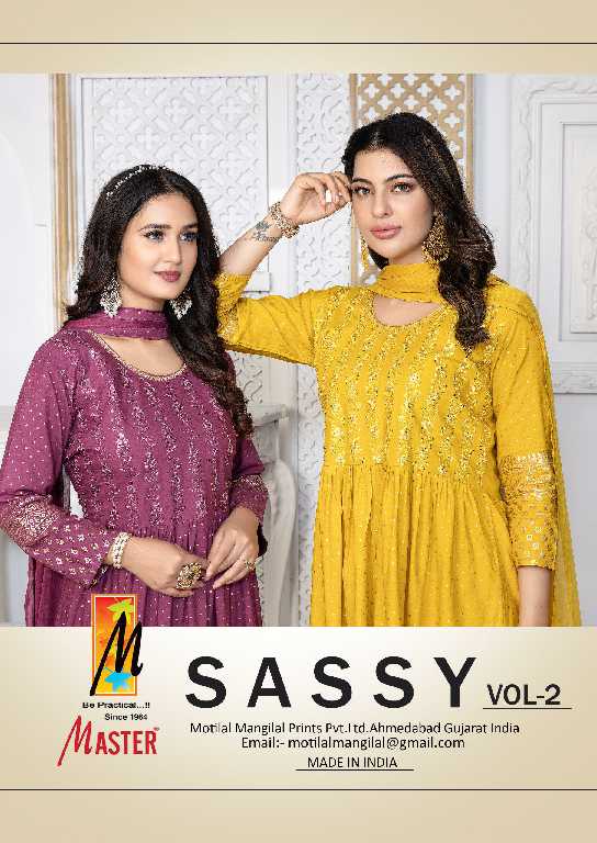 Master Sassy Vol-2 Wholesale Rayon Choli Work Kurti With Pant And Dupatta