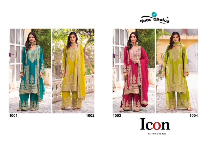 ICON BY YOUR CHOICE EXCLUSIVE CHINON UNSTITCH MODERN PAKISTANI 3PCS DRESS