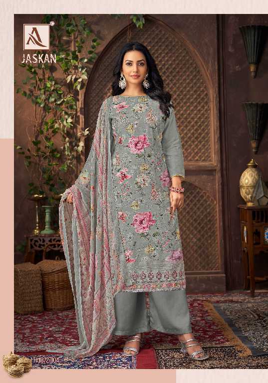 Alok Jaskan Wholesale Pure Viscose Muslin With Work Dress Material