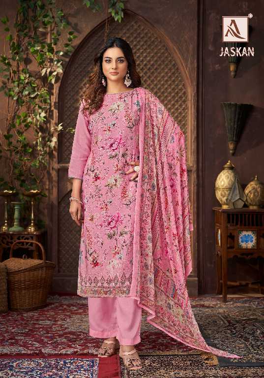 Alok Jaskan Wholesale Pure Viscose Muslin With Work Dress Material