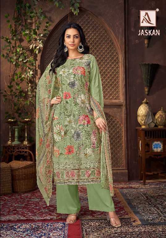 Alok Jaskan Wholesale Pure Viscose Muslin With Work Dress Material
