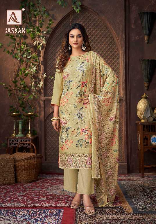 Alok Jaskan Wholesale Pure Viscose Muslin With Work Dress Material