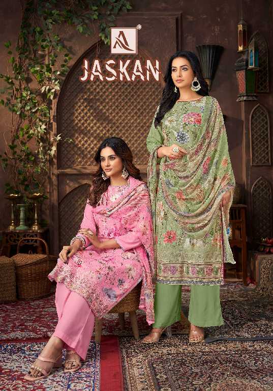 Alok Jaskan Wholesale Pure Viscose Muslin With Work Dress Material
