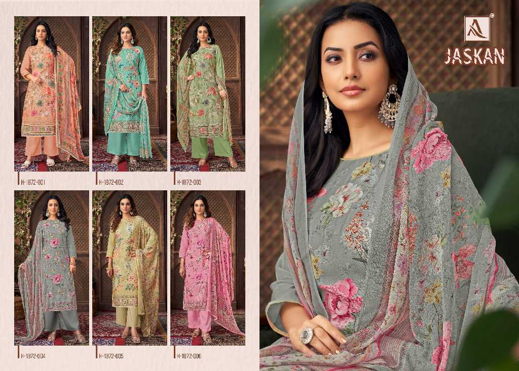 Alok Jaskan Wholesale Pure Viscose Muslin With Work Dress Material
