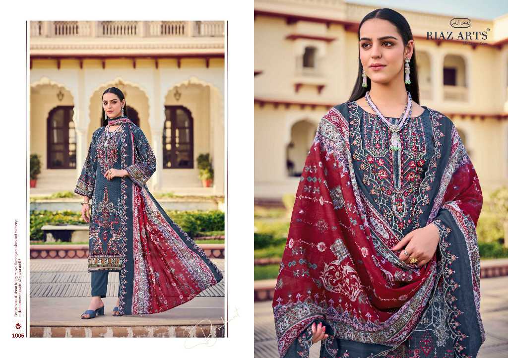 Riaz Arts Bin Saeed Vol-7 Wholesale Pure Cotton With Embroidery Work Dress Material