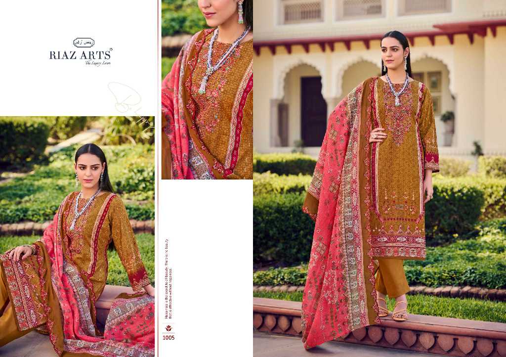Riaz Arts Bin Saeed Vol-7 Wholesale Pure Cotton With Embroidery Work Dress Material