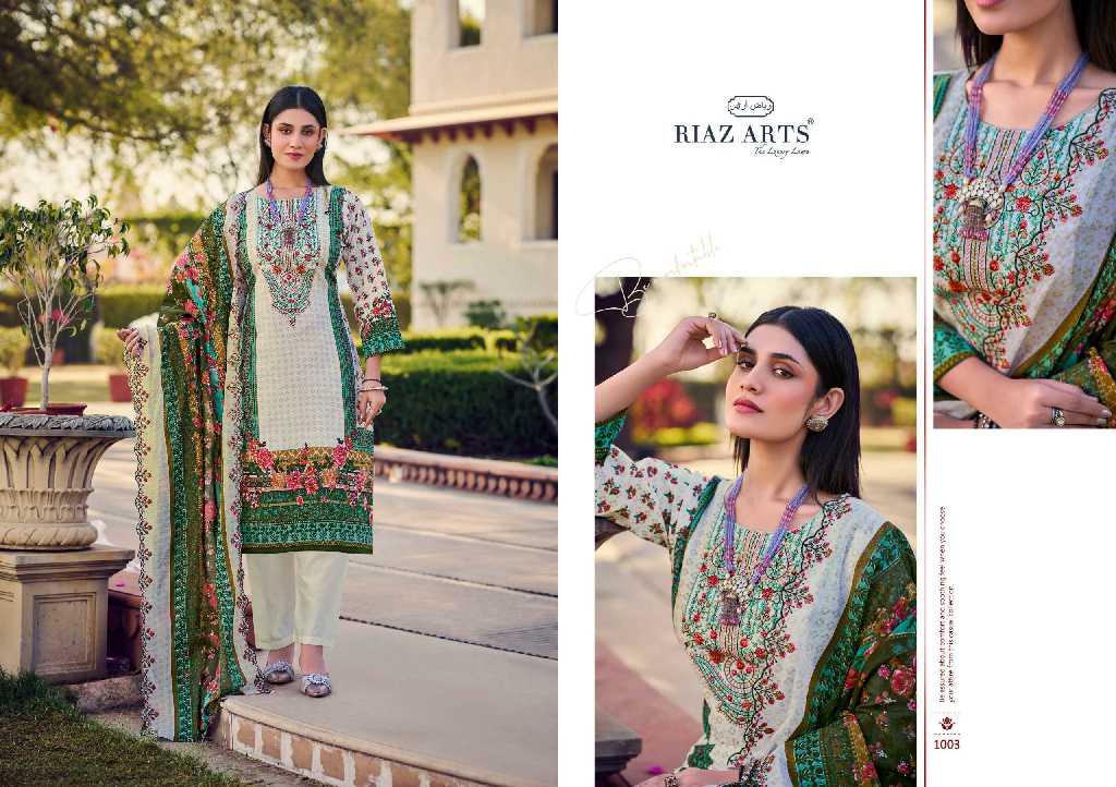 Riaz Arts Bin Saeed Vol-7 Wholesale Pure Cotton With Embroidery Work Dress Material