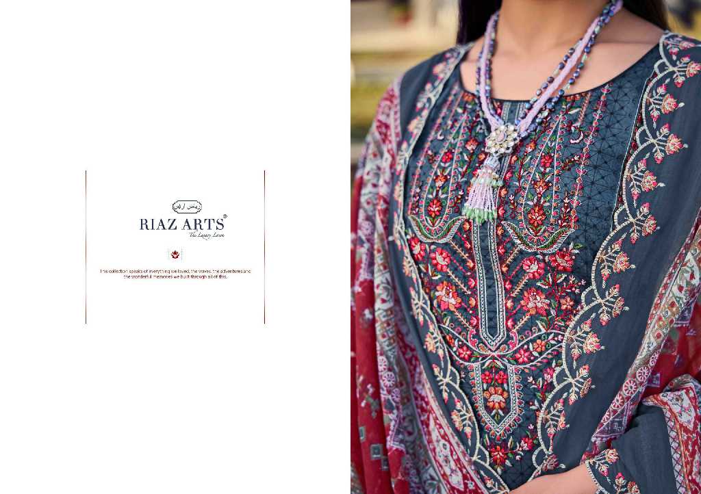 Riaz Arts Bin Saeed Vol-7 Wholesale Pure Cotton With Embroidery Work Dress Material