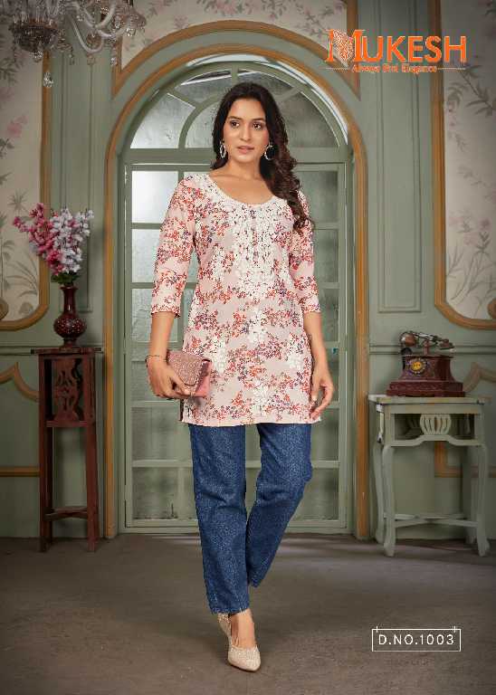 Banwery Maira Wholesale Pure Cotton Print With Chikan Work Short Tops