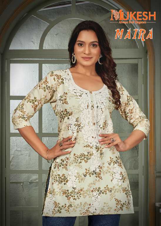 Banwery Maira Wholesale Pure Cotton Print With Chikan Work Short Tops