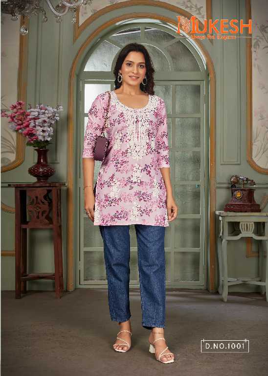 Banwery Maira Wholesale Pure Cotton Print With Chikan Work Short Tops