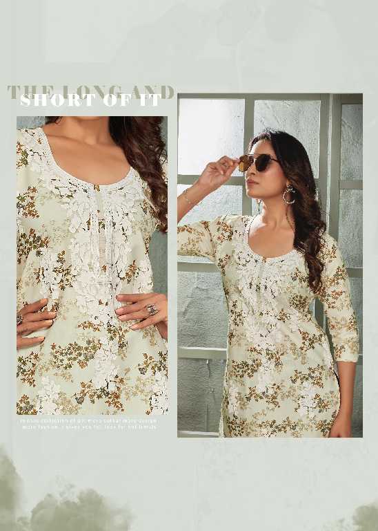 Banwery Maira Wholesale Pure Cotton Print With Chikan Work Short Tops
