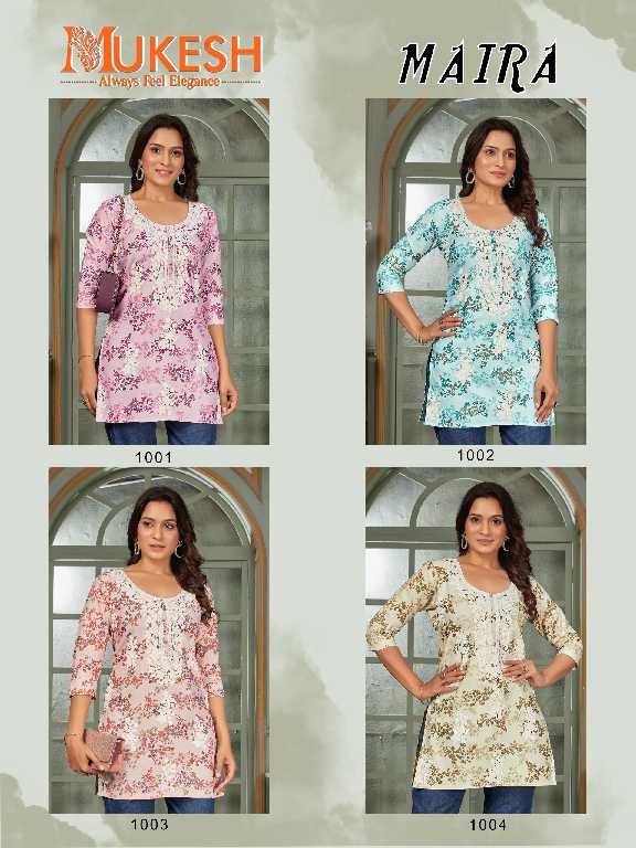 Banwery Maira Wholesale Pure Cotton Print With Chikan Work Short Tops