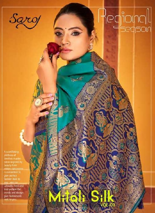 Saroj Mitali Silk Vol-3 Wholesale Silk With Heavy Banarasi Zari Rich Pallu Sarees