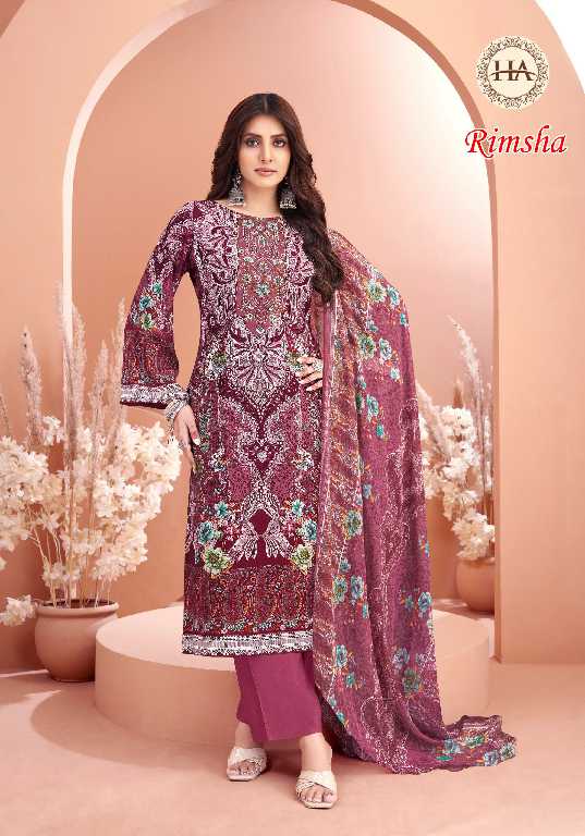 Harshit Rimsha Wholesale Viscose Reyon With Embroidery Work Dress Material