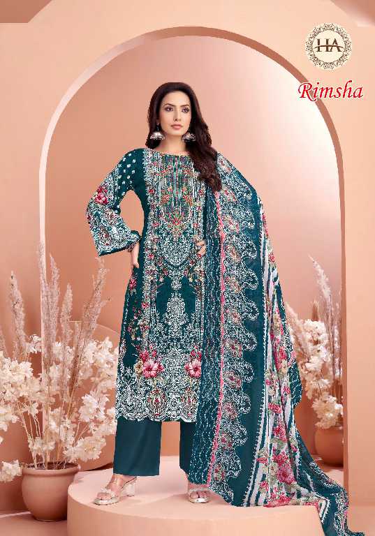 Harshit Rimsha Wholesale Viscose Reyon With Embroidery Work Dress Material