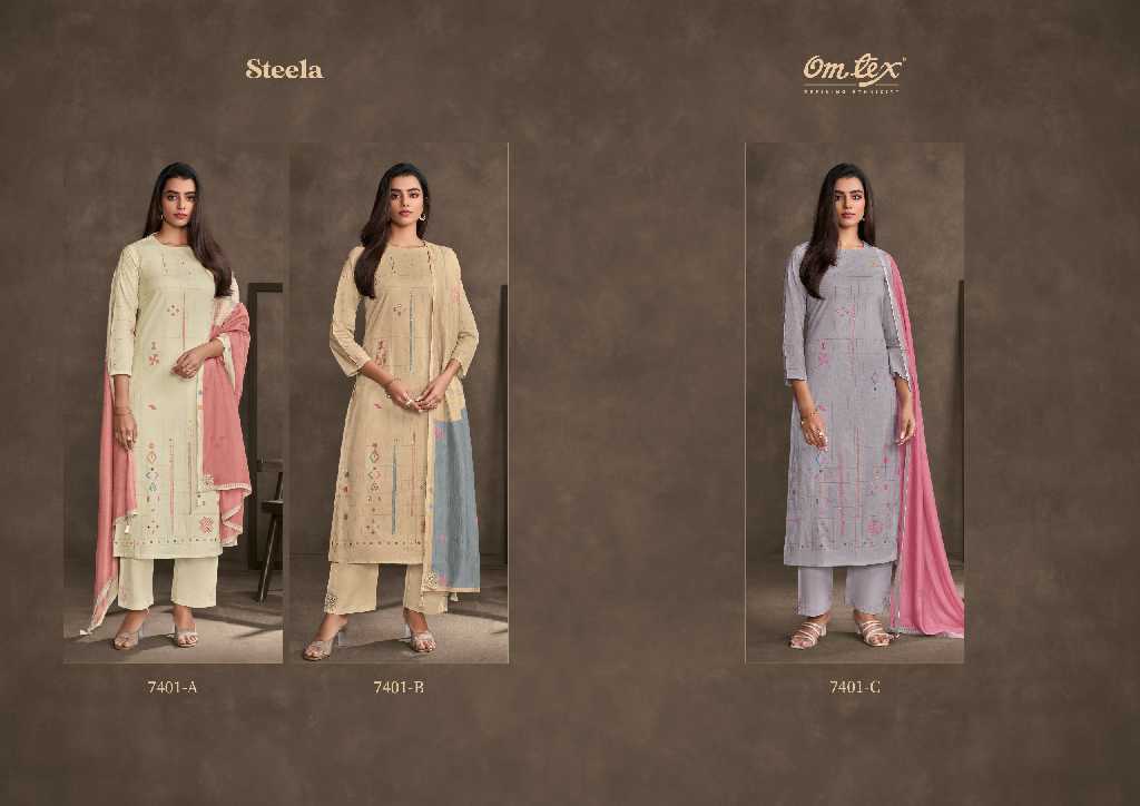 Omtex Steela Wholesale Lawn Cotton With Handwork Salwar Suits