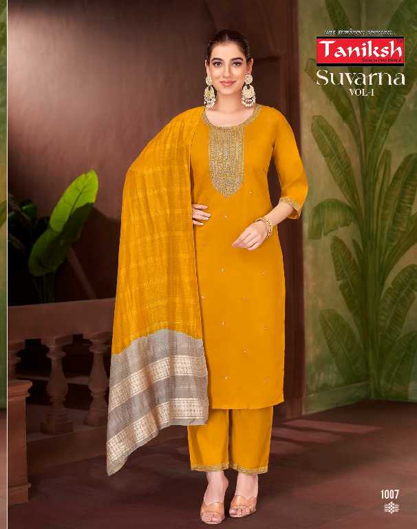 Taniksh Suvarna Vol-1 Wholesale Roman Embroidery Work Readymade Suits