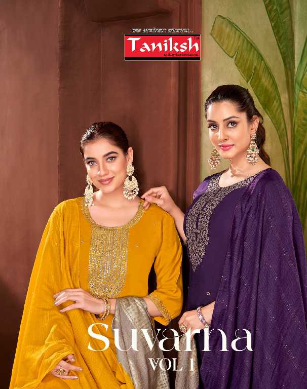 Taniksh Suvarna Vol-1 Wholesale Roman Embroidery Work Readymade Suits