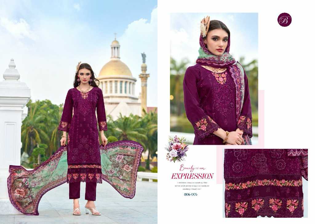 Belliza Afrozeh Wholesale Pure Cotton Lawn With Work Dress Material