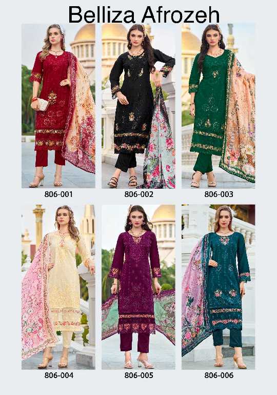Belliza Afrozeh Wholesale Pure Cotton Lawn With Work Dress Material