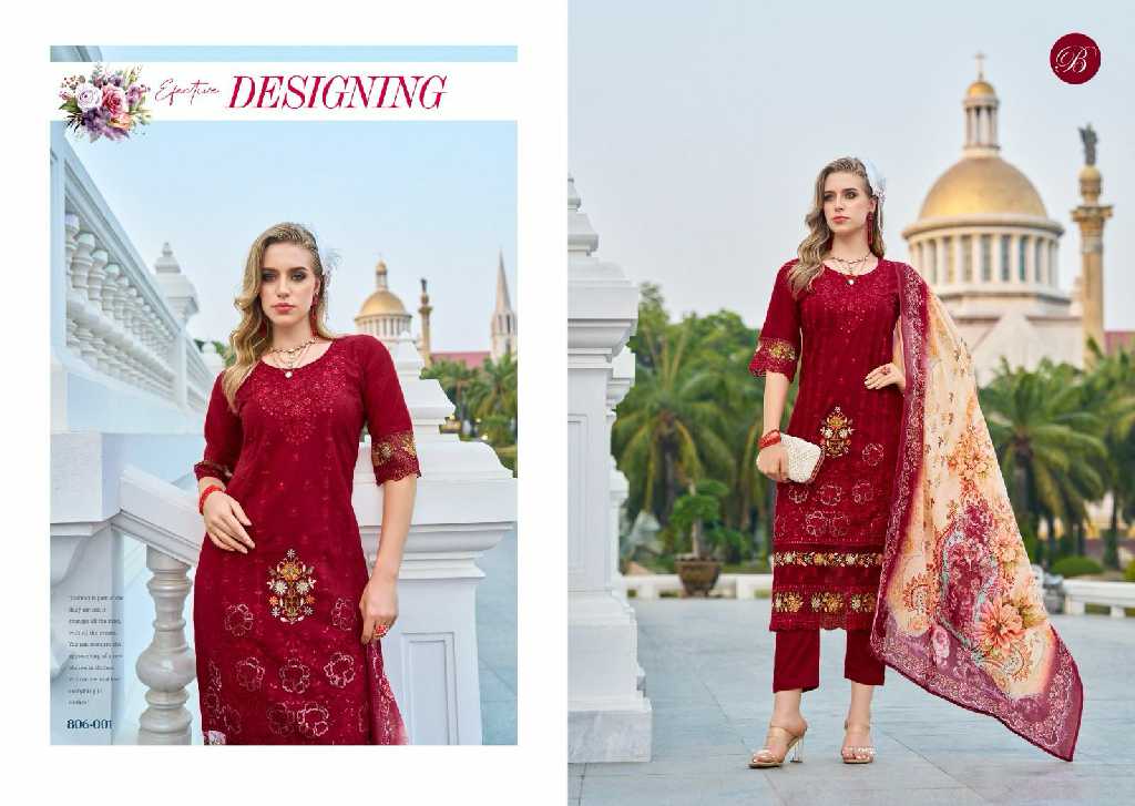 Belliza Afrozeh Wholesale Pure Cotton Lawn With Work Dress Material